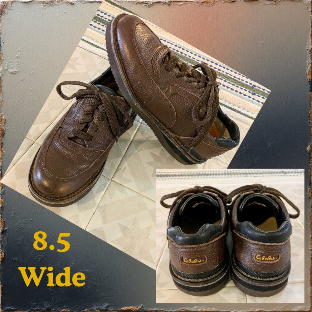 Cabela’s Rugged Brown Leather Outdoor Oxford Shoes 8.5 Wide Comfort Hiking